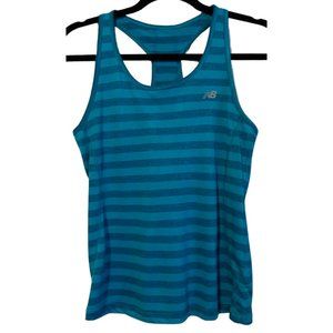 New Balance Lightning Dry Striped Athletic Tank Top - Racerback Logo